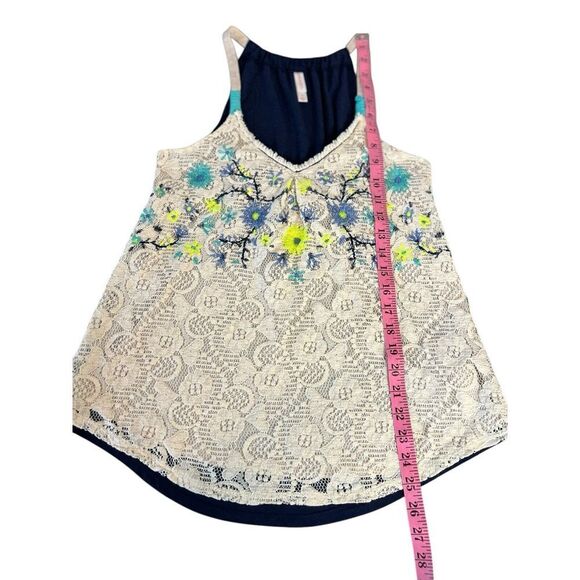 Xhiliration Y2K Floral Tank‎ Top Embroidered Feminine Fairy Cottagecore Lace - Picture 6 of 6